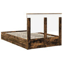 vidaXL Tárolós Ágy fejtámlával Füstölt tölgy 135 x 190 cm Faanyag