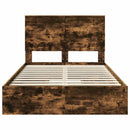 vidaXL Tárolós Ágy fejtámlával Füstölt tölgy 135 x 190 cm Faanyag