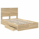 vidaXL Tárolós Ágy fejtámlával Sonoma tölgy 120 x 200 cm Faanyag