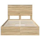 vidaXL Tárolós Ágy fejtámlával Sonoma tölgy 120 x 200 cm Faanyag