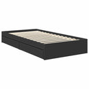 vidaXL Tárolós Ágy fejtámlával fiókkal Fekete 100 x 200 cm Faanyag