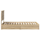 vidaXL Tárolós Ágy fejtámlával Sonoma tölgy 100 x 200 cm Faanyag