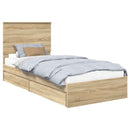 vidaXL Tárolós Ágy fejtámlával Sonoma tölgy 90 x 190 cm Faanyag