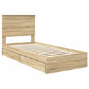 vidaXL Tárolós Ágy fejtámlával Sonoma tölgy 90 x 190 cm Faanyag