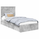 vidaXL Tárolós Ágy fejtámlával Beton Szürke 90 x 190 cm Faanyag