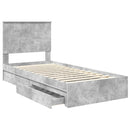 vidaXL Tárolós Ágy fejtámlával Beton Szürke 90 x 190 cm Faanyag