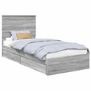 vidaXL Tárolós Ágy fejtámlával Szürke Sonoma 90 x 190 cm Faanyag