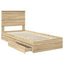 vidaXL Tárolós Ágy fejtámlával Sonoma tölgy 90 x 200 cm Faanyag