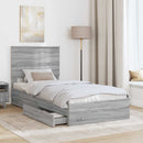 vidaXL Tárolós Ágy fejtámlával Szürke Sonoma 90 x 200 cm Faanyag