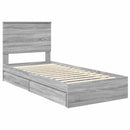 vidaXL Tárolós Ágy fejtámlával Szürke Sonoma 90 x 200 cm Faanyag