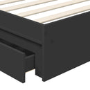 vidaXL Tárolós Ágy fejtámlával fiókkal Fekete 75 x 190 cm Faanyag