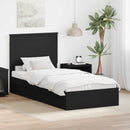 vidaXL Tárolós Ágy fejtámlával fiókkal Fekete 75 x 190 cm Faanyag