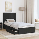 vidaXL Tárolós Ágy fejtámlával fiókkal Fekete 75 x 190 cm Faanyag