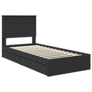 vidaXL Tárolós Ágy fejtámlával fiókkal Fekete 75 x 190 cm Faanyag