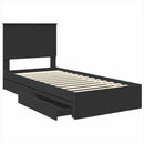 vidaXL Tárolós Ágy fejtámlával fiókkal Fekete 75 x 190 cm Faanyag