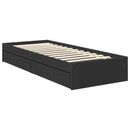 vidaXL Tárolós Ágy fejtámlával fiókkal Fekete 75 x 190 cm Faanyag