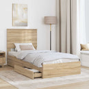 vidaXL Tárolós Ágy fejtámlával Sonoma tölgy 75 x 190 cm Faanyag
