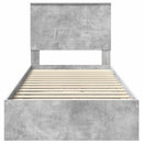 vidaXL Tárolós Ágy fejtámlával Beton Szürke 75 x 190 cm Faanyag