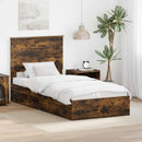vidaXL Tárolós Ágy fejtámlával Füstölt tölgy 75 x 190 cm Faanyag