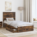 vidaXL Tárolós Ágy fejtámlával Füstölt tölgy 75 x 190 cm Faanyag