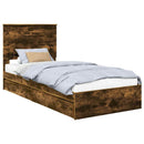 vidaXL Tárolós Ágy fejtámlával Füstölt tölgy 75 x 190 cm Faanyag