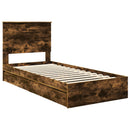 vidaXL Tárolós Ágy fejtámlával Füstölt tölgy 75 x 190 cm Faanyag