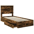 vidaXL Tárolós Ágy fejtámlával Füstölt tölgy 75 x 190 cm Faanyag