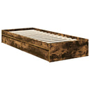 vidaXL Tárolós Ágy fejtámlával Füstölt tölgy 75 x 190 cm Faanyag