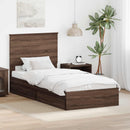 vidaXL Tárolós Ágy fejtámlával fiókkal Barna Tölgy 75 x 190 cm Faanyag