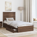 vidaXL Tárolós Ágy fejtámlával fiókkal Barna Tölgy 75 x 190 cm Faanyag