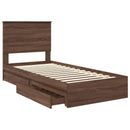vidaXL Tárolós Ágy fejtámlával fiókkal Barna Tölgy 75 x 190 cm Faanyag