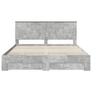 vidaXL Ágykeret fejtámlával fiókkal Beton Szürke 200 x 200 cm Faanyag