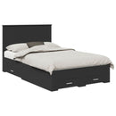 vidaXL Ágykeret fejtámlával fiókkal Fekete 135 x 190 cm Faanyag