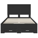 vidaXL Ágykeret fejtámlával fiókkal Fekete 135 x 190 cm Faanyag