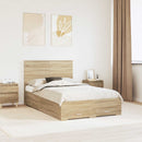 vidaXL Ágykeret fejtámlával fiókkal Sonoma tölgy 135 x 190 cm Faanyag