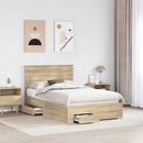 vidaXL Ágykeret fejtámlával fiókkal Sonoma tölgy 135 x 190 cm Faanyag
