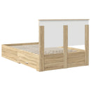 vidaXL Ágykeret fejtámlával fiókkal Sonoma tölgy 135 x 190 cm Faanyag