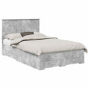 vidaXL Ágykeret fiókkal fejtámlával Beton Szürke 135 x 190 cm Faanyag