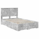 vidaXL Ágykeret fiókkal fejtámlával Beton Szürke 135 x 190 cm Faanyag