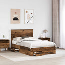 vidaXL Ágykeret fejtámlával fiókkal Öreg fa 120 x 190 cm Faanyag