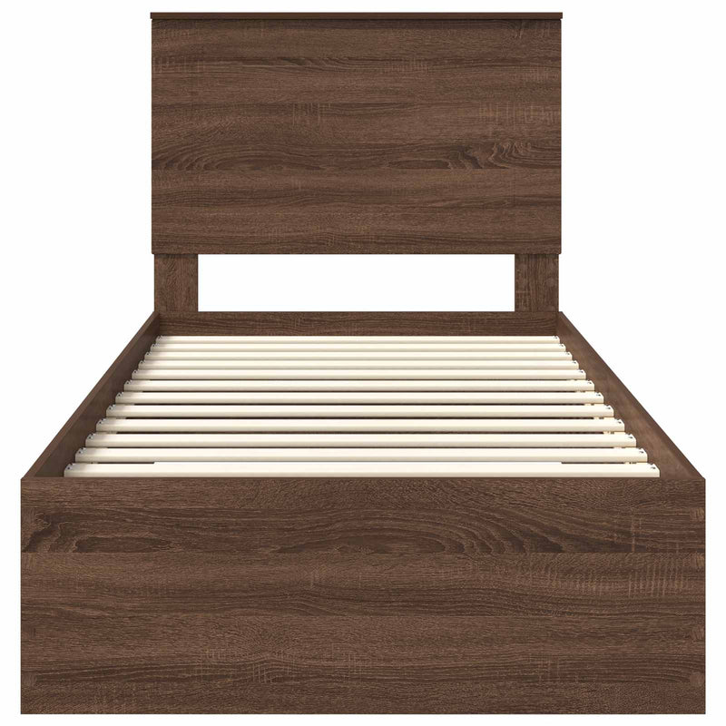 vidaXL Ágykeret fejtámlával Barna tölgy és ezüst 90 x 190 cm Faanyag