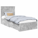 vidaXL Ágykeret fejtámlával fiókkal Beton Szürke 90 x 200 cm Faanyag