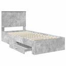 vidaXL Ágykeret fejtámlával fiókkal Beton Szürke 90 x 200 cm Faanyag