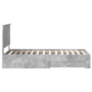 vidaXL Ágykeret fejtámlával fiókkal Beton Szürke 90 x 200 cm Faanyag