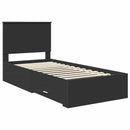 vidaXL Ágykeret fejtámlával Fekete és Ezüst 75 x 190 cm Faanyag