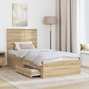 vidaXL Ágykeret fejtámlával Sonoma tölgy és ezüst 75 x 190 cm Faanyag