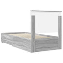 vidaXL Ágykeret fejtámlával Szürke Sonoma és ezüst 75 x 190 cm Faanyag