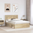 vidaXL Ágykeret fejtámlával Sonoma tölgy 150 x 200 cm Tömör fenyőfa