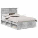 vidaXL Ágykeret fejtámlával Beton Szürke 135 x 190 cm Tömör fenyőfa