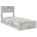 vidaXL Ágykeret fiókkal tárolóval Beton Szürke 90 x 200 cm Mérnöki Fa
